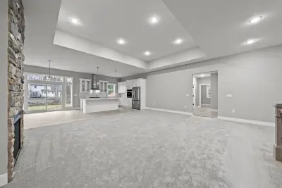 Open concept living room and kitchen - custom home in Tallmadge Ohio