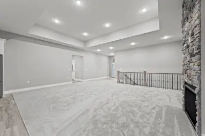 Living room empty wide view - custom home in Tallmadge Ohio