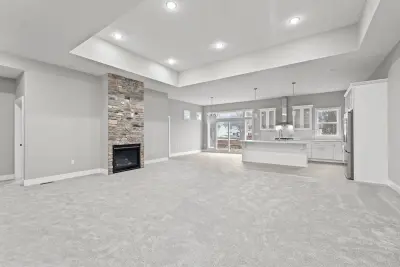 Living room empty angle view - custom home in Tallmadge Ohio