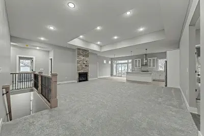 Open concept living room empty - custom home in Tallmadge Ohio