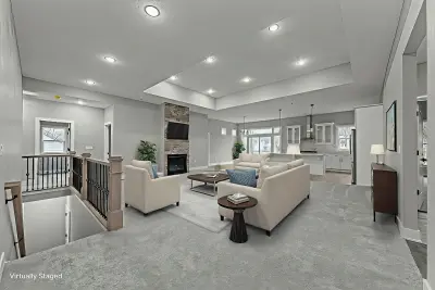 Living room furnished and staged - custom home in Tallmadge Ohio