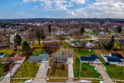 Aerial overhead alternate - custom home in Twinsburg Ohio