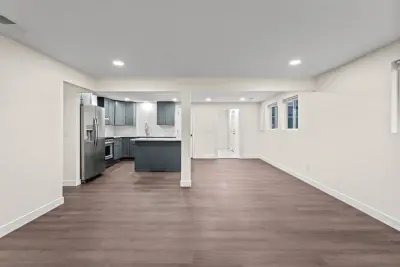 Living, kitchen, and dining area - custom home in Twinsburg Ohio